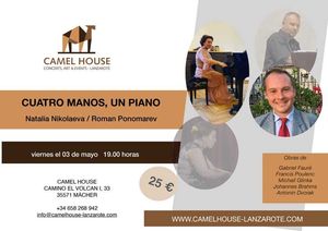 Flyer des Eventos «Concierto – Cuatro manos – un piano»